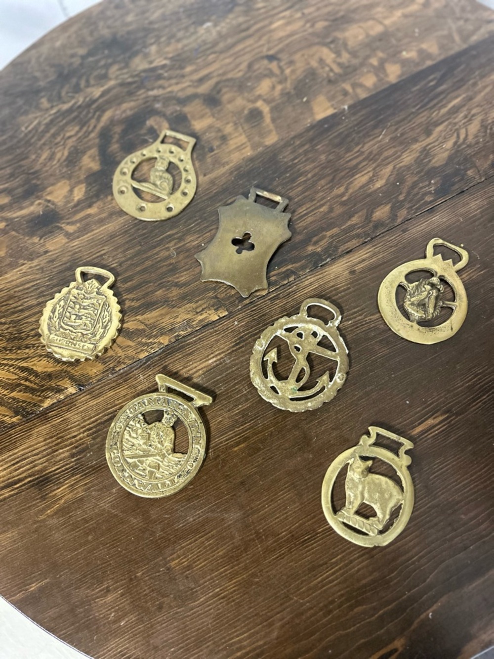 Vintage Solid Brass Horse Brasses - Set of 7 Decorative Medallions